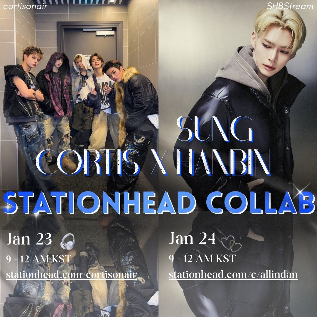SHBStream's tweet image. [🎧] #SUNGHANBIN x CORTIS STATIONHEAD COLLABORATION 🎶

Get ready for a two-day streaming party with our newest found friend, @cortisonair! 🔥

Allindans &amp;amp; Coers, let's have fun jamming together with our favorites songs! 

📅 Jan 23 – COER Station
🕘 9PM - 12AM KST

📅 June 24 –…