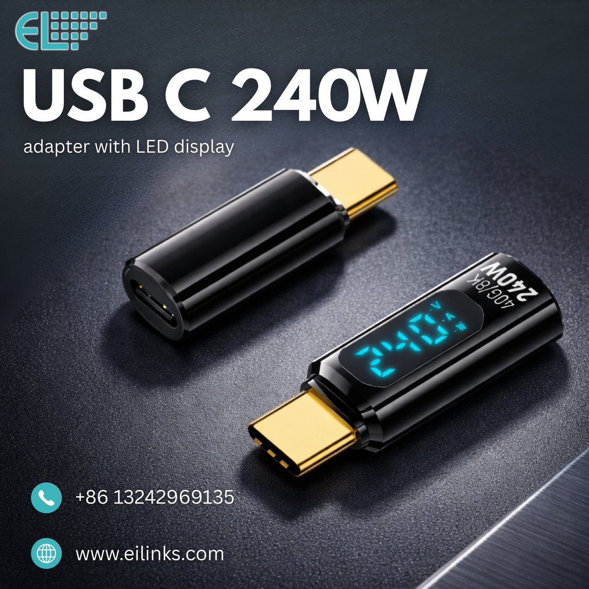 eilinks195067's tweet image. USB-C 240W Adapter with LED Display — real-time power at a glance.
Charge faster, safer, and smarter with ultra-high 240W output and a clear LED display showing live wattage. 
🌐 Shop now : eilinks.com/product/usb-c-…

#USBTypeC #240WCharging #USBCAdapter