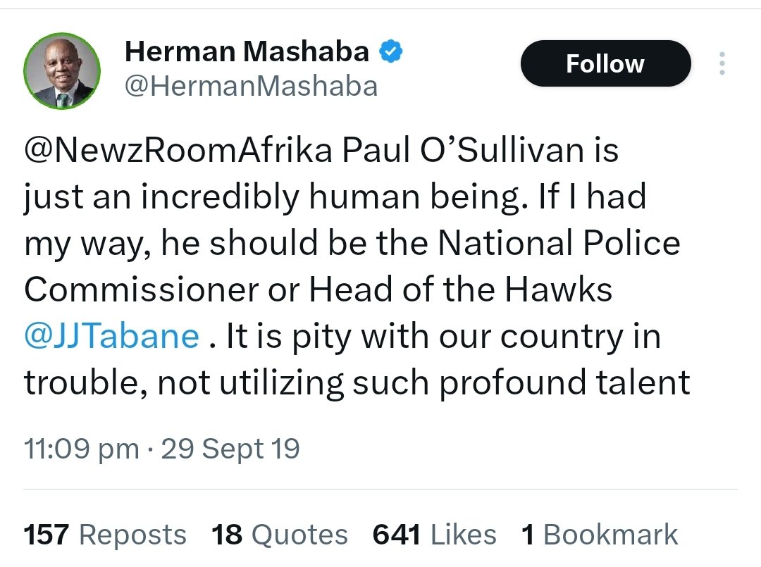 Don't be fooled by ActionSA's and Dereleen James's performance about Paul O'Sullivan at the ad hoc committee, this was their party leader when the wind was blowing in a different direction:
