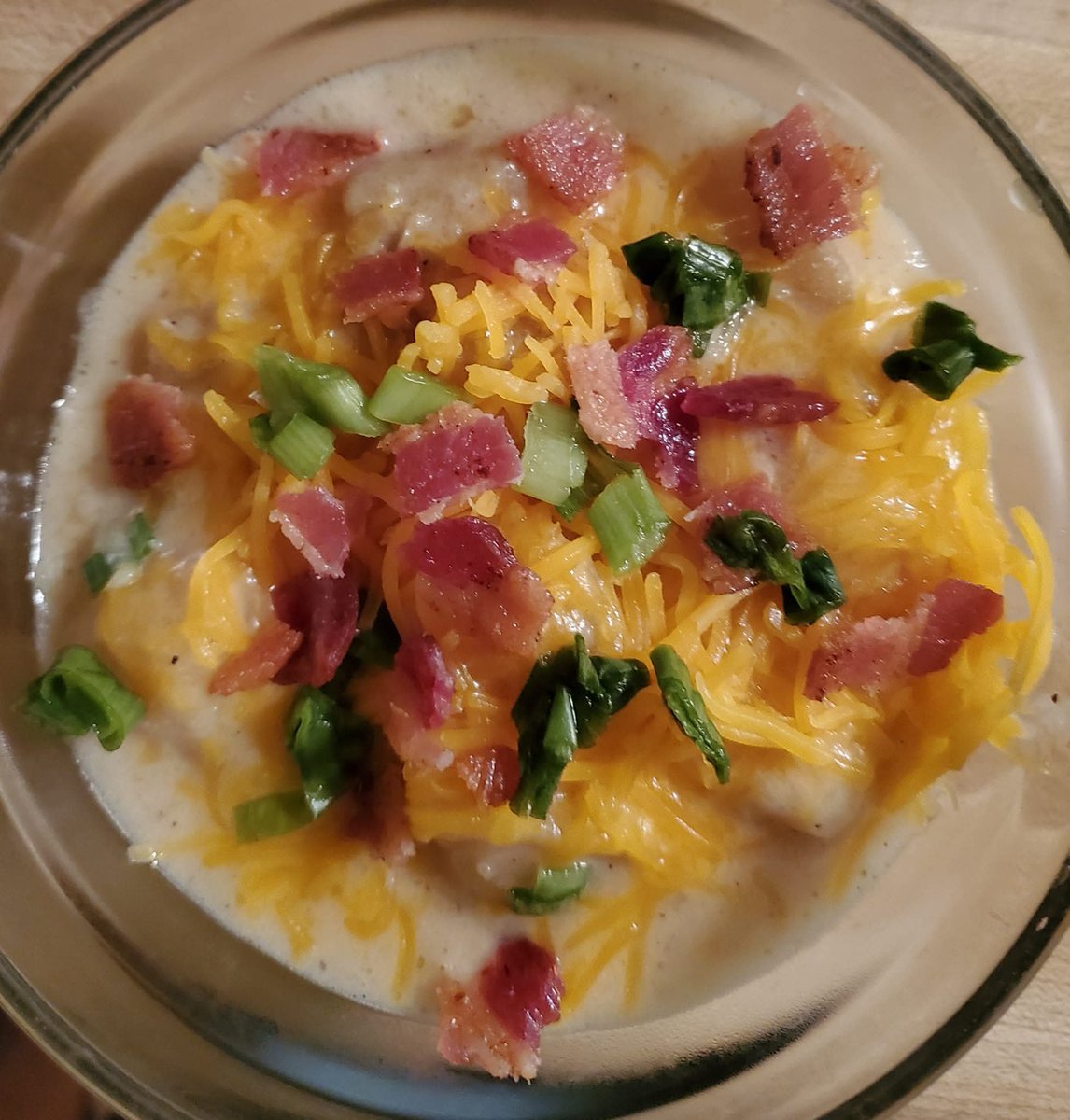 kristinychole's tweet photo. Last but not least, what will become loaded potato soup is in the crockpot. It will look like this when served. #multitaskingmama https://t.co/k8GLqqpY9m