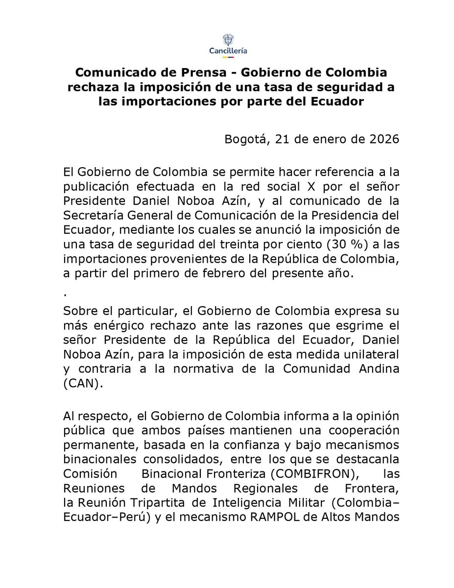 Cancillería Colombia tweet media
