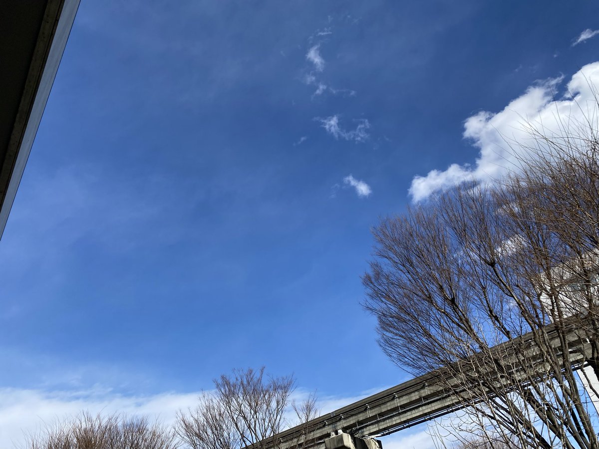 グッズ待機中の立川の空。
晴れているけど、並ぶ場所は日陰になってくるよー。
#TMNETWORK  
 #QUANTUM