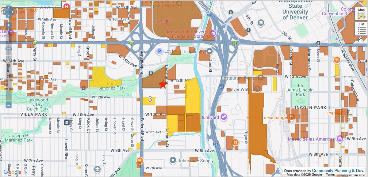 BuildUpDenver's tweet photo. PROPOSED
Decatur St &amp; Holden Pl, #Denver 80204
5-story affordable housing would replace an early childhood center in Sun Valley. 80 homes (260 beds, all 3- and 4-bedrooms) w/ 64 veh &amp; 40 bike parking spots. Quite a simple, but stylish, building to add to the growing neighborhood https://t.co/dEEl5ZzMWc
