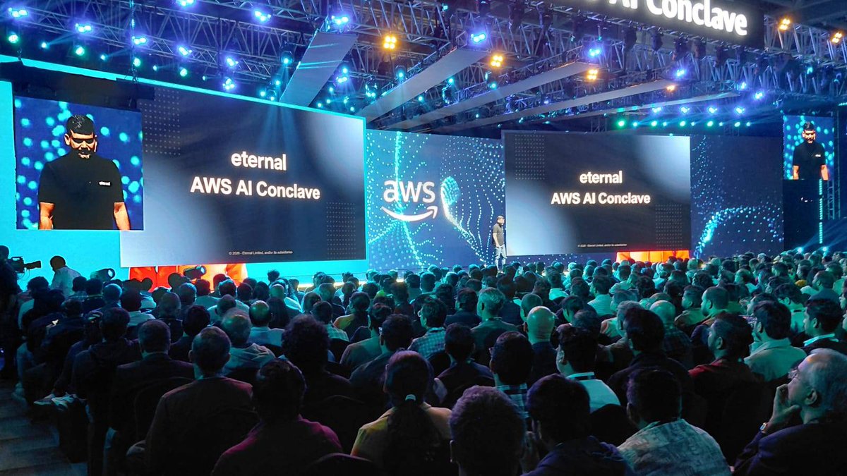 HARSHASV8's tweet photo. Technical keynotes at the AWS AI Conclave brought together AWS and enterprise leaders. Insights from G2 Krishnamoorthy and teams from Kotak Mahindra Bank, Zomato, and Axis Bank. 
@AWS #AWSAIConclaveBengaluru #AIInnovation #CloudLeadership https://t.co/KxswwwxNWs