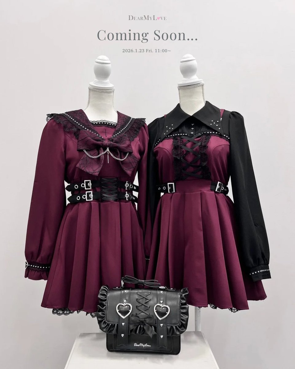 dearmylove_yume's tweet image. ﹕𝒢ৎ 𝘊𝘰𝘮𝘪𝘯𝘨 𝘚𝘰𝘰𝘯...
January 23, 2026– 11:00 𝘈𝘔 ｡꒱
 ︎︎
♡(◀︎)クモレースベルトセーラーワンピース
品番：535952
 
♡(▶︎)ジャンスカ風プリーツワンピース
品番：535959