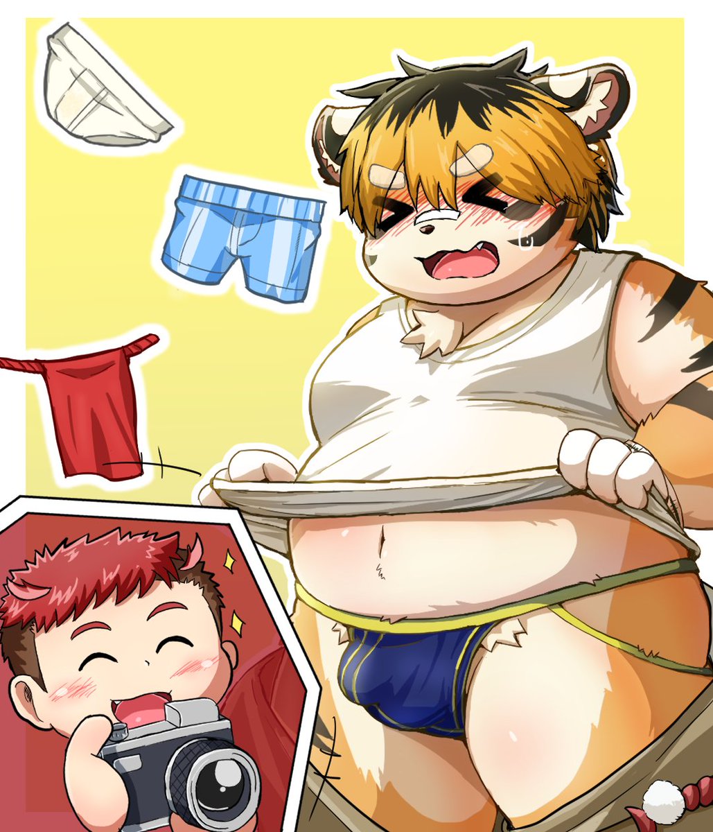 「好～就是這樣！虎鉄丸哥哥，笑一個～」 
「嗚…我沒聽說是這種打工啊！」

「はい～そのまま！虎鉄丸兄ちゃん、笑って～！」
「うぅ……こんなバイトだなんて聞いてないよ……！」

#魂これお絵描き大会