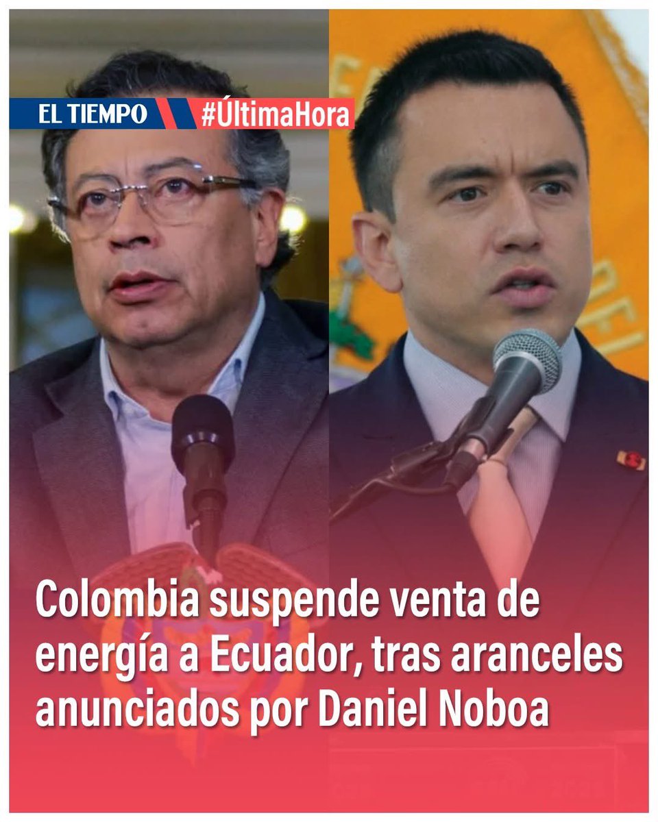 ElizbethCristi7's tweet image. BIEN HECHO, PRESIDENTE Gustavo Petro.
Colombia no está para aguantar desplantes ni amenazas comerciales de nadie.

Daniel Noboa quiso jugar duro con aranceles, con soberbia y poses de “hombre fuerte”… y se encontró con un país que se respeta.
La energía no es limosna ni…