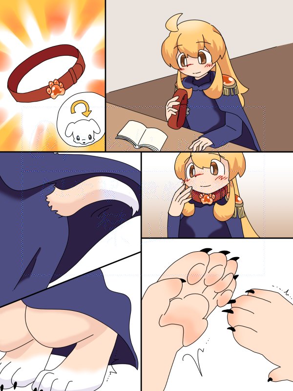 yanushi_pine's tweet image. 家主さんのコミッション「ある女性魔道士が、身につける者を犬に変えてしまう魔法の首輪を作り終えた！彼女はそれを自分自身に試して装着した。しかし、TFは首のところで止まり、頭は...」 skeb.jp/@yanushi_pine/… #Skeb #Commission @skeb_jpより
Skeb納品しました　ありがとうございました！