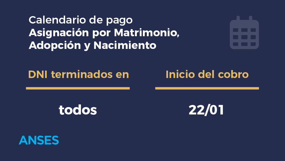 ansesgob's tweet image. Hoy cobran Asignación por Matrimonio, Adopción y Nacimiento: todas las terminaciones de DNI.
#Calendariodepago #ANSES