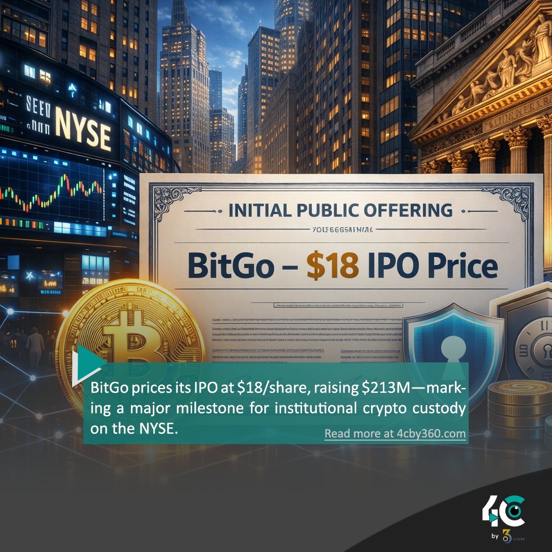 🏦🚀 Crypto custody goes public. BitGo prices its IPO at $18/share, raising  $213M—marking a major milestone for institutional crypto custody on the  NYSE. #BitGo #IPO #DigitalAssets #Blockchain #InstitutionalCrypto #NYSE # Crypto #Web3