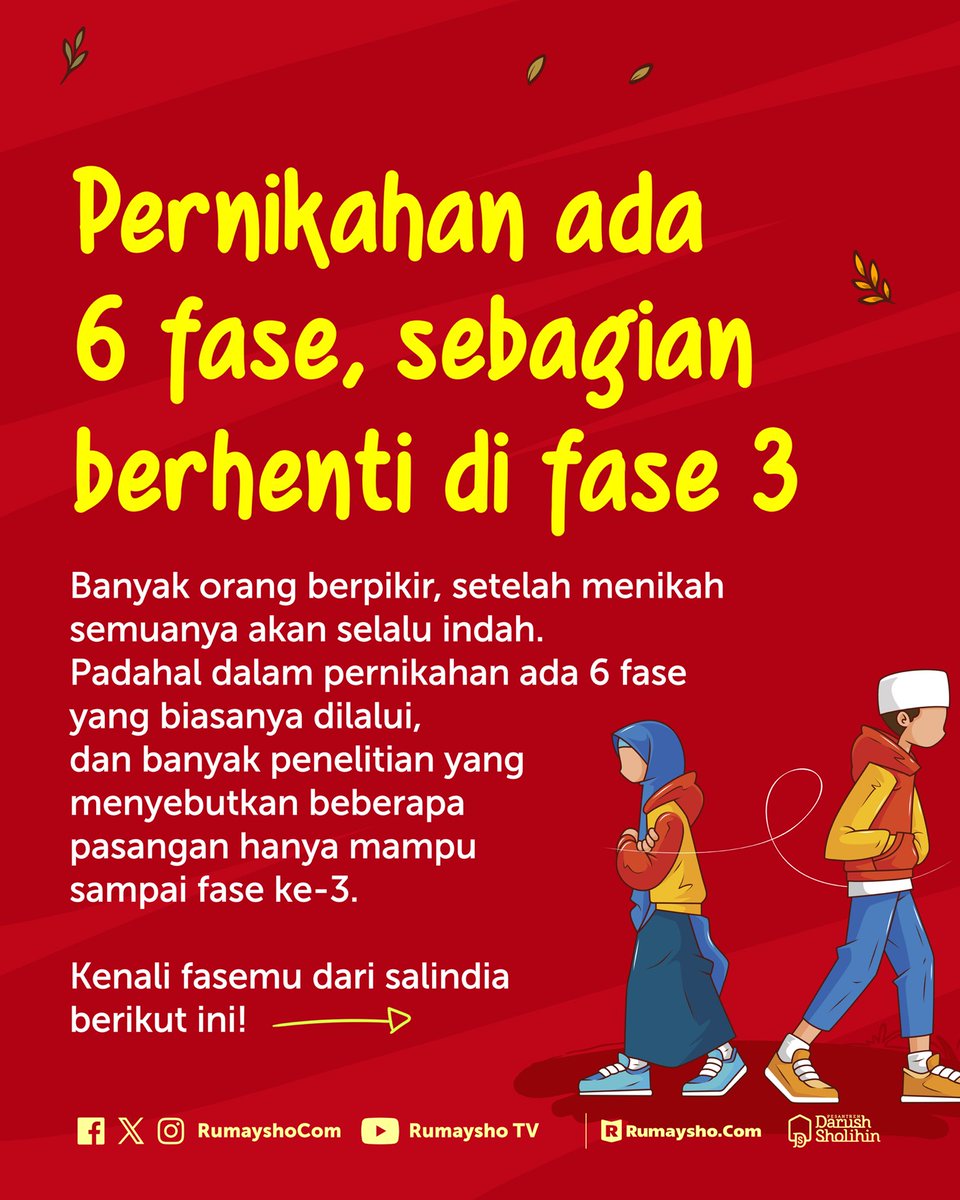 Banyak orang menjalani pernikahan tanpa memahami fase-fase penting perjalanan rumah tangga. Akibatnya, tidak sedikit pasangan terhenti pada fase ke-3, fase konflik dan ujian, saat emosi lebih dominan daripada komunikasi yang sehat.