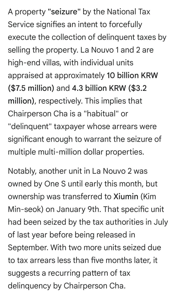 Byeol1234567's tweet photo. Cha gawon’s villa has been seized for unpaid taxes. There are now worries that Baekhyun and Lee Seung-gi could end up as high-value debtors
https://t.co/Fz4wWsXPLL https://t.co/4ibTM6t5bh