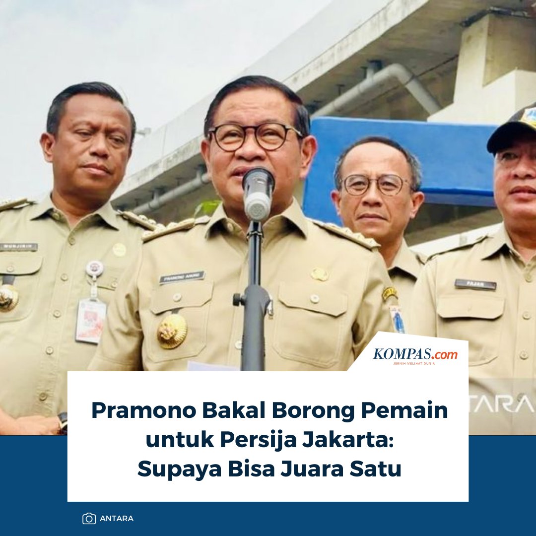 Gubernur DKI Jakarta Pramono Anung menyebut akan memborong pemain untuk klub bola Persija Jakarta di Tahun 2026.

Baca di sini: megapolitan.kompas.com/read/2026/01/2…

~AA #Pramono #Persija #Jakarta