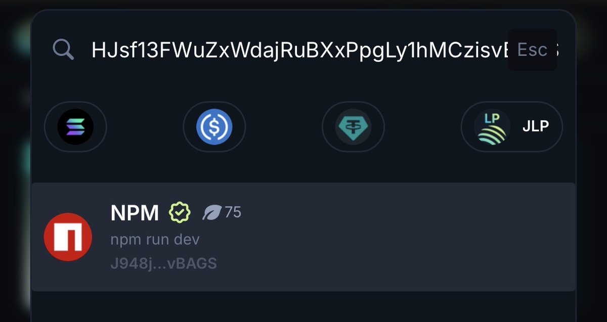 $NPM
Trust <a href="/izs/">isaacs</a> <a href="/BagsApp/">BAGS</a> 

J948jWGHJsf13FWuZxWdajRuBXxPpgLy1hMCzisvBAGS

3700 holder 
Next BAGS runner.