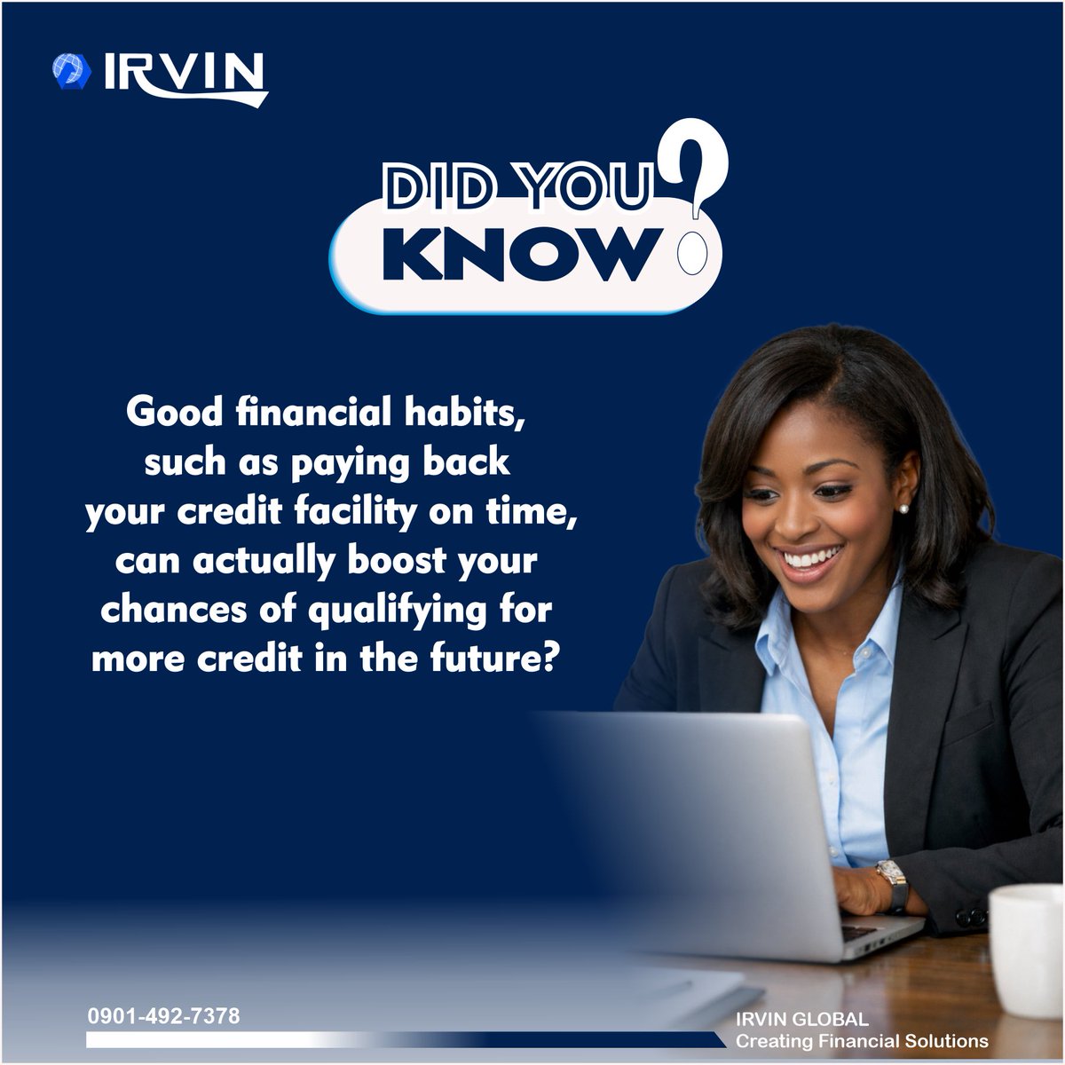 irvinglobal's tweet photo. At Irvin Global, we believe in financing that rewards responsibility and supports sustainable growth.

Send us a message or call 0901-492-7378 to talk about the right credit option for you.

#smartcredit #responsibleborrowing #sustainablegrowth #businessfinance #irvinglobal https://t.co/lqPXy34nBV