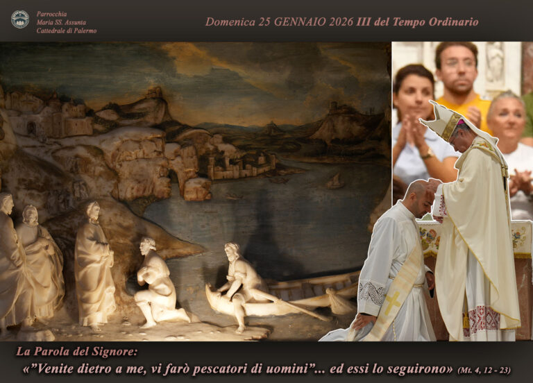III Domenica TO (25/1/26). In Galilea una luce sorge: Gesù annuncia il Regno, chiama i primi discepoli e invita alla conversione. Lasciare le reti per seguirlo. «Venite dietro a me».
#Vangelo #Matteo #Liturgia
cattedrale.palermo.it/#Liturgia