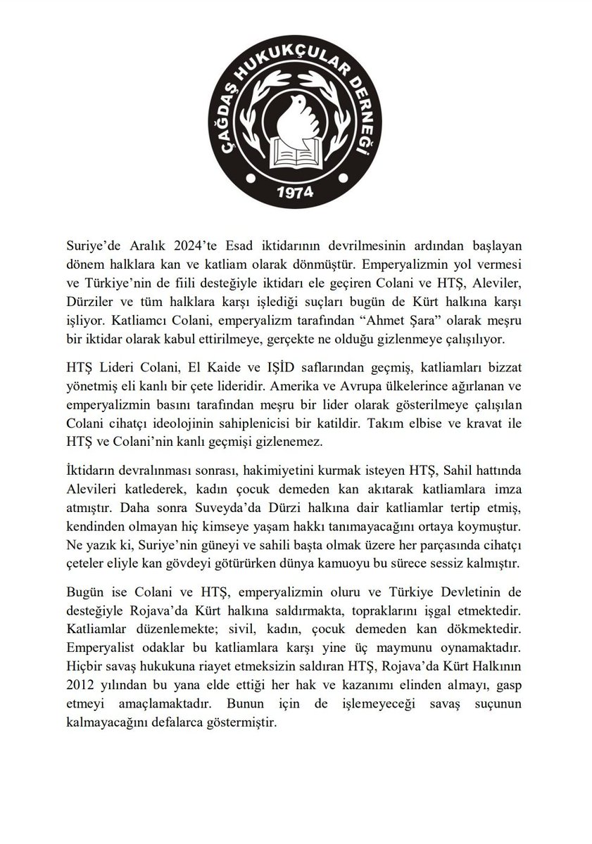 Çağdaş Hukukçular Derneği tweet media