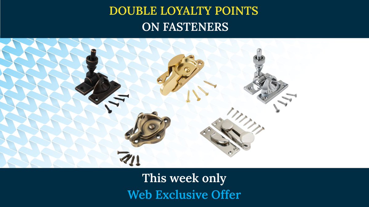 mightonproducts's tweet photo. Our sash fasteners come in a wide range of styles &amp; finishes to suit every home. Choose polished brass, chrome, satin black &amp; more — built for smooth operation and lasting strength.

This week only: DOUBLE loyalty points on all sash fasteners
Online orders only | Ends Sun 25/01 https://t.co/JmAI4nQHWZ