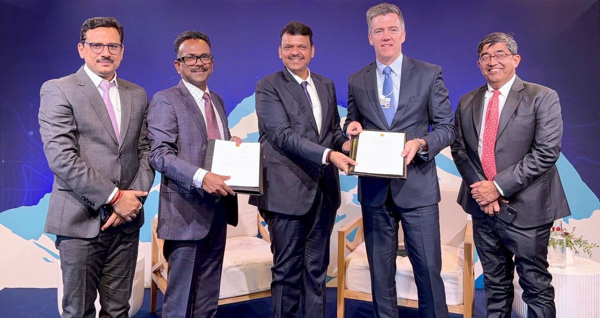 CMOMaharashtra's tweet photo. CM Devendra Fadnavis interacted with representatives of Novonesis at Davos 2026. The discussion focused on exploring partnerships in the industrial enzymes and bio-solutions sector, and how this collaboration can benefit Maharashtra by promoting sustainable industrial practices, supporting innovation in manufacturing and agriculture, and strengthening the state’s position as a hub for green and future-ready industries.

21-1-2026📍Davos, Switzerland. 

@Dev_Fadnavis @novonesis @wef
#WEF26 #MahaAtDavos