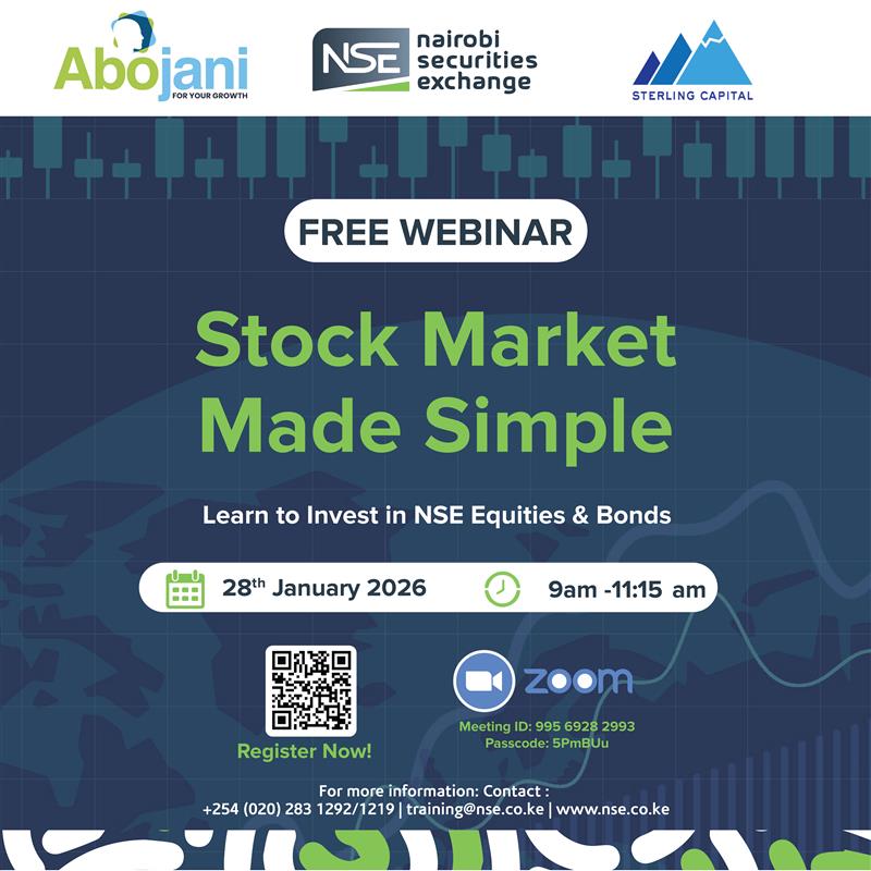 📊 Stock Market Made Simple – FREE Webinar
Learn how to invest confidently in NSE equities &amp; bonds with industry experts. Whether you’re a beginner or sharpening your skills, this session is for you!

🗓 28th January 2026
⏰ 9:00 AM – 11:15 AM
💻 Via Zoom

📲 Scan the QR code on