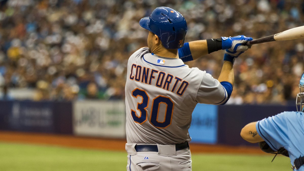 #MetTrivia A: After Fonzie did it first, Michael Conforto (2015 NLDS Game 2) was the second #Mets player to hit a HR in his first AB in the MLB Postseason.