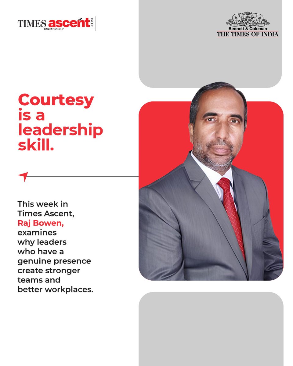 Leadership starts with basics. Courtesy, presence, and listening shape trust and culture. Raj Bowen explores this in Times Ascent. Read more: timesascent.com/articles/the-f…
#TimesAscent #LeadershipInsights #WorkplaceCulture #PeopleFirstLeadership #TrustAtWork