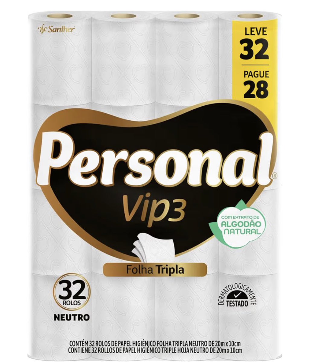 Descontopia's tweet image. ✅ Personal Papel Higiênico Vip Folha Tripla, 32 Rolos de 20m

💵 Por apenas R$ 44,99 (compra com recorrência)

🔗 amzn.to/3NvQC8N

👉 Redes Sociais: linktr.ee/descontopia