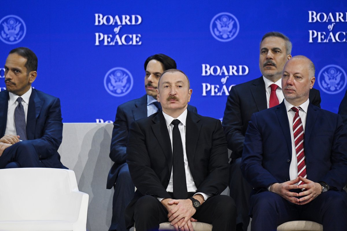 presidentaz's tweet image. President Ilham Aliyev attended signing ceremony of Board of Peace Charter in Davos.

president.az/en/articles/vi…