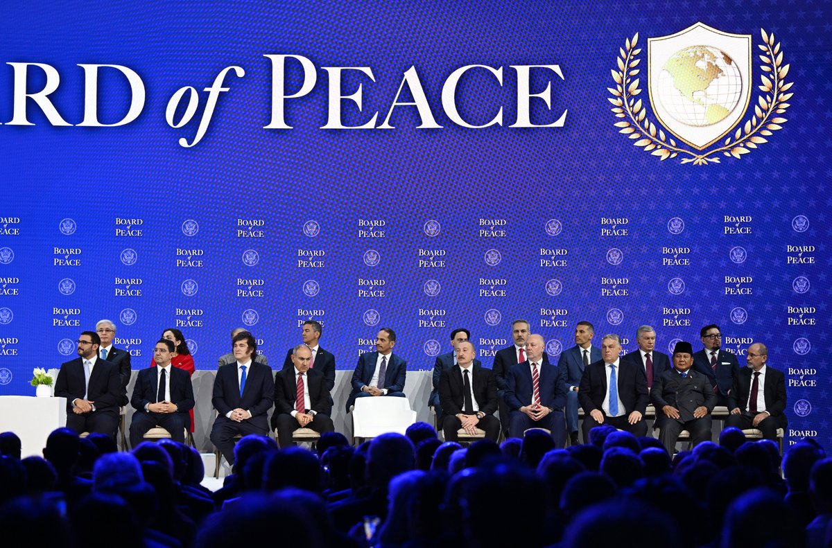 presidentaz's tweet image. President Ilham Aliyev attended signing ceremony of Board of Peace Charter in Davos.

president.az/en/articles/vi…