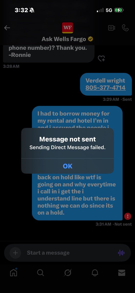 verdellwright's tweet photo. @Ask_WellsFargo Can you just call me it keeps not allowing me to respond https://t.co/C1WVbgQFqZ