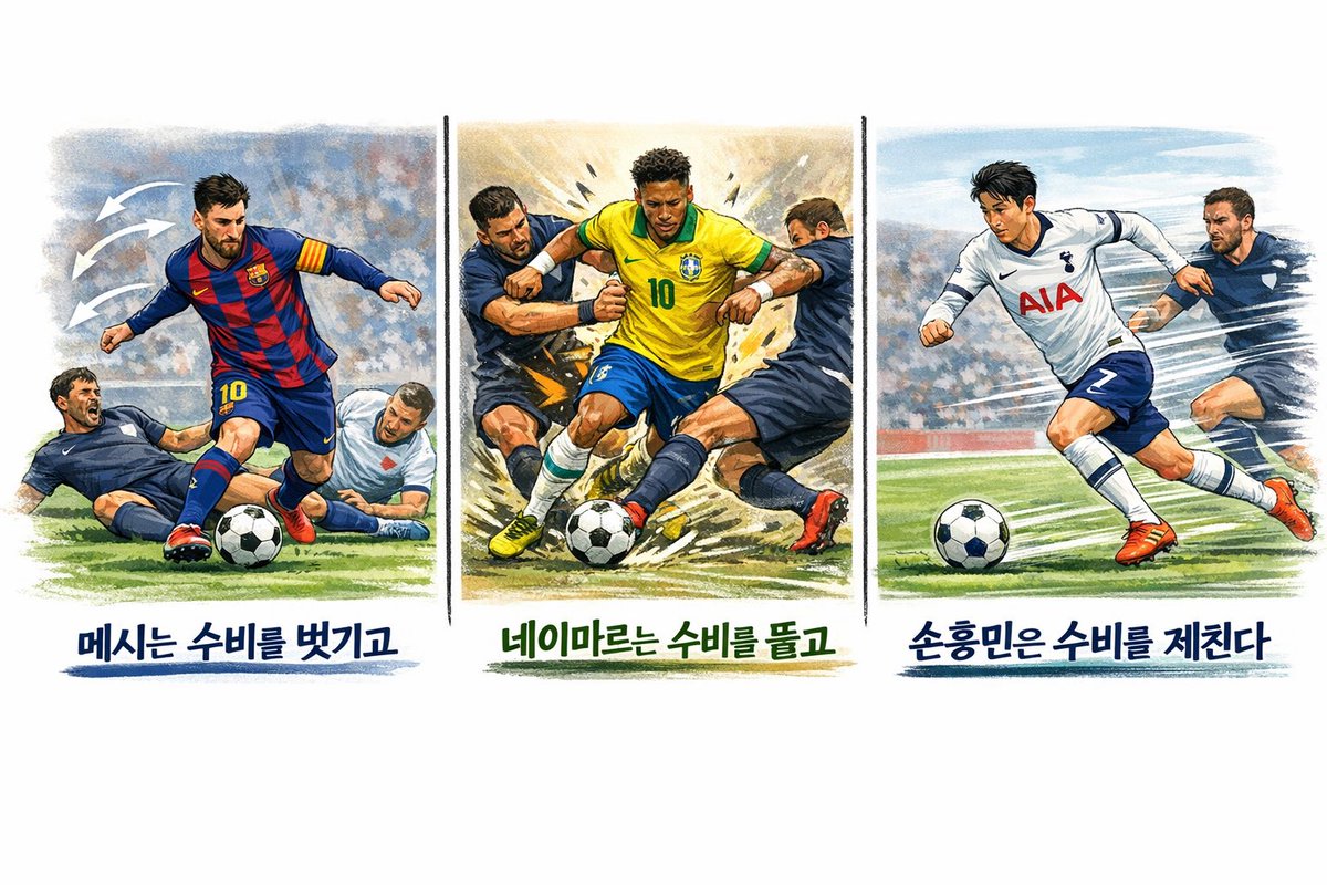 dreamizer11's tweet photo. 메시는 수비의 인지를 벗겨내고
네이마르는 수비의 신체를 뚫어내며
손흥민과 호날두는 수비의 공간을 제쳐낸다
#lukey #lukeywarm #표피를뚫는정수 #표정안 https://t.co/eyAoPMh0Lo