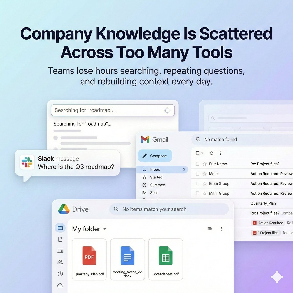 aimycellia's tweet photo. Your company already has the answers.
They’re just scattered across too many tools.

MyCellia turns company knowledge into trusted answers —
with verified sources and enforced access control.

The right answers.
Only for the right people.
#EnterpriseAI #WorkAI #SaaS https://t.co/NnVICHbHP5