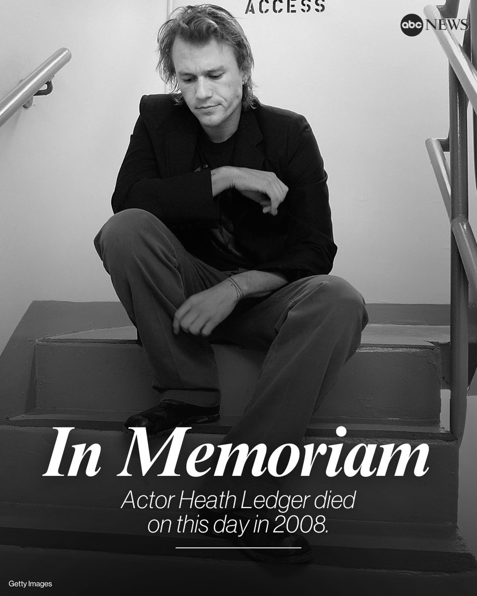 IN MEMORIAM: Remembering actor Heath Ledger, who died 18 years ago today. abcnews.link/pJH87ue