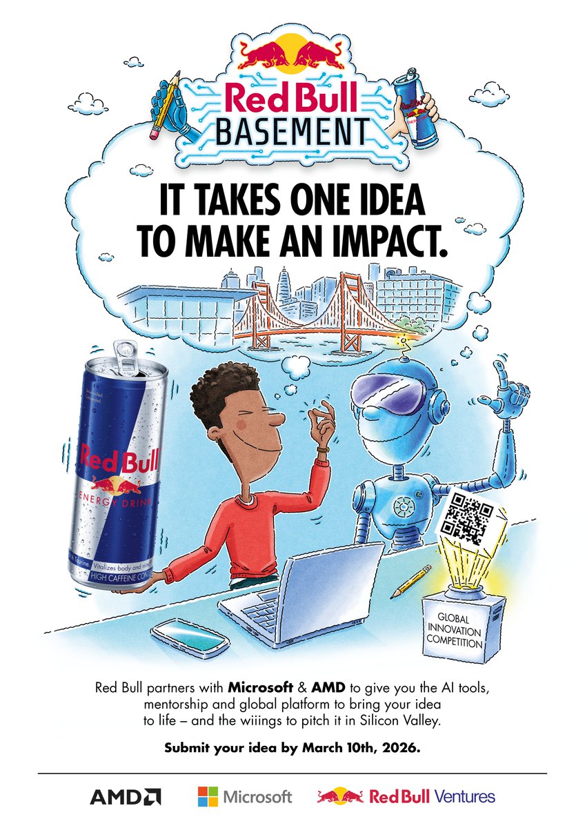 PUKfm936's tweet photo. One idea can change everything.

Red Bull Basement 2026 is open to student innovators ready to turn ideas into impact using technology. 

Get access to AI tools, mentorship, and a global platform.

Apply by 10 March 2026

https://t.co/49KwEY2WFA https://t.co/nfhseJIOMf