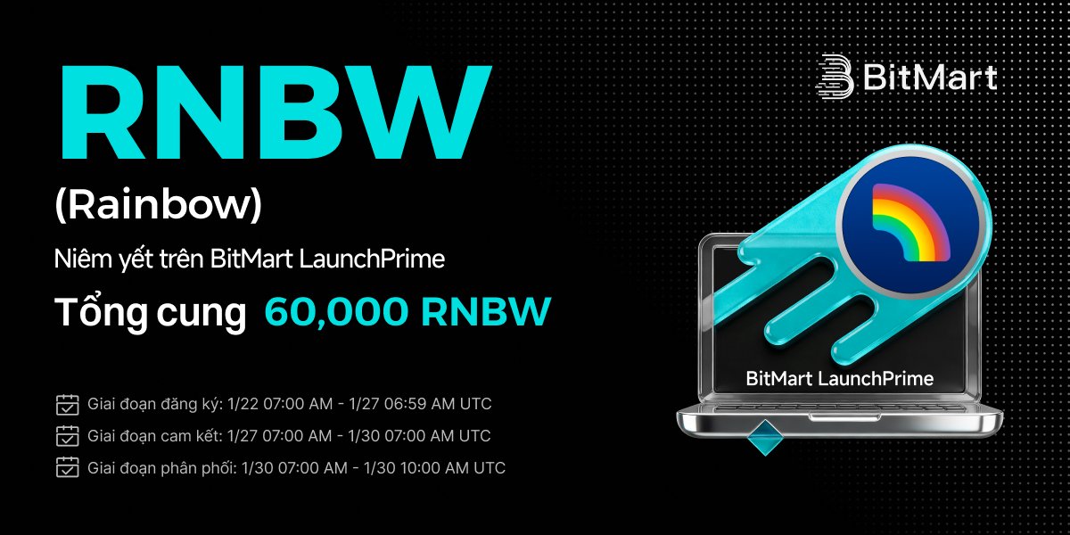 BitMart_VN's tweet photo. 🚀 Rainbow (RNBW) đã chính thức ra mắt trên #BitMart LaunchPrime! 🔥
🌍 #LaunchPrime kết nối người dùng toàn cầu với các dự án tiền điện tử hàng đầu.
💎 #Rainbow là một cách thú vị, đơn giản và an toàn để tạo ví Ethereum, thu thập NFT và khám phá thế giới Web3 mới.
⏰ Thời gian: 14:00, 22/01/2026 – 17:00, 30/01/2026 (giờ VN)
👉 Tham gia ngay: https://t.co/7DBZ2v1b2T
