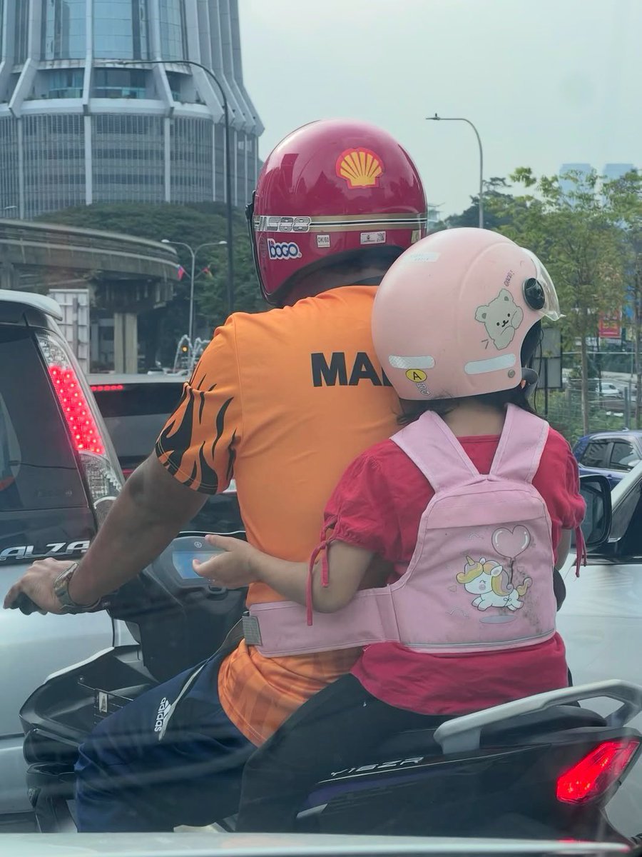 Good job dad! Helmet + safety harness 

Orang selalu ingat helmet untuk budak dah cukup.

Kredit : niniesharif