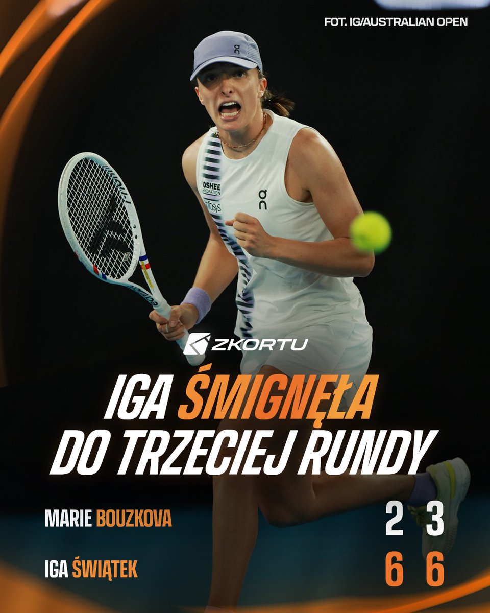 z_kortu's tweet image. 𝗞𝗢𝗟𝗘𝗝𝗡𝗬 𝗞𝗥𝗢𝗞 𝗪𝗬𝗞𝗢𝗡𝗔𝗡𝗬 💪✅

Było trochę problemów na początku drugiego seta, ale od stanu 1:3 Iga Świątek wróciła na właściwe tory.

W trzeciej rundzie Australian Open nasza reprezentantka zmierzy się z Anną Kalinską.

📸 Eurosport | #AusOpen | #zkortu
