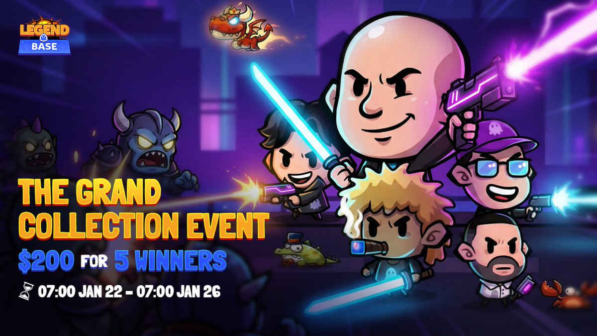 LegendBaseETH's tweet image. Legend of Base – The Grand Collection Event

Time: Jan 22 - Jan 26

How it works:
• Every The Base Armor NFT minted during the event = 1 ticket
• All tickets will be raffled at the end of the event
• $200 total for 5 winners ($40 per wallet)

Extra rewards:
• 3 lucky users…