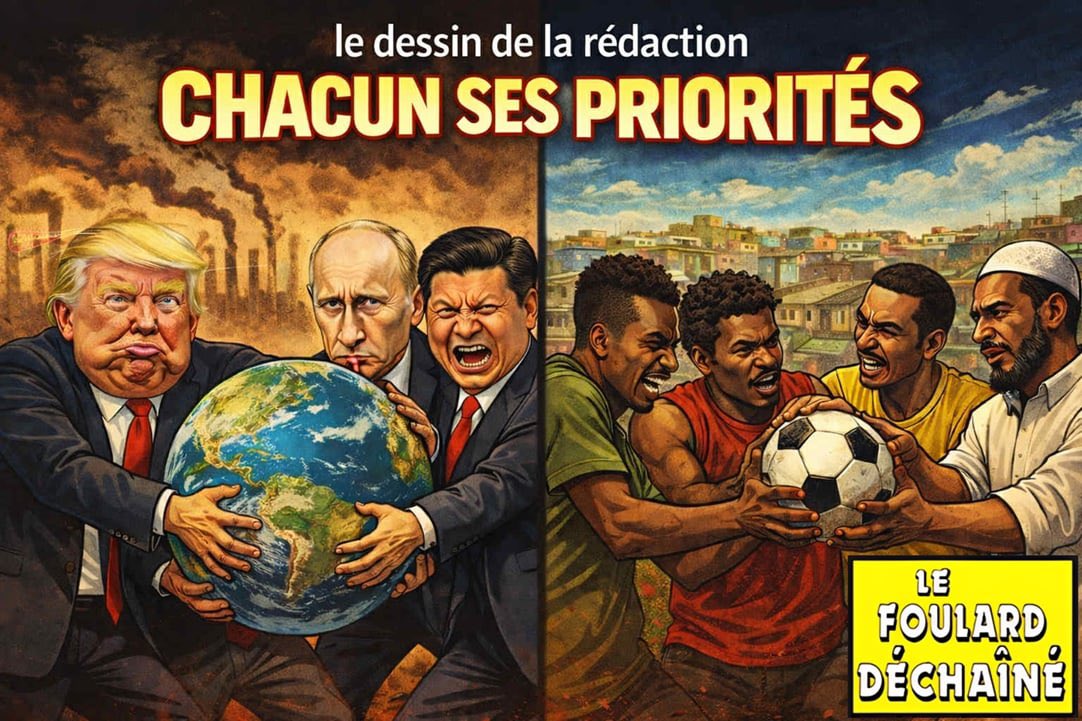 F_dechaine's tweet image. ✏️ Le dessin de la rédaction :

Guerres de pouvoir, déstabilisations mondiales, finale de la CAN gâchée…
Pendant que tout déraille, souvenons-nous de l’essentiel.

#Salam #Paix #Peace #Respect