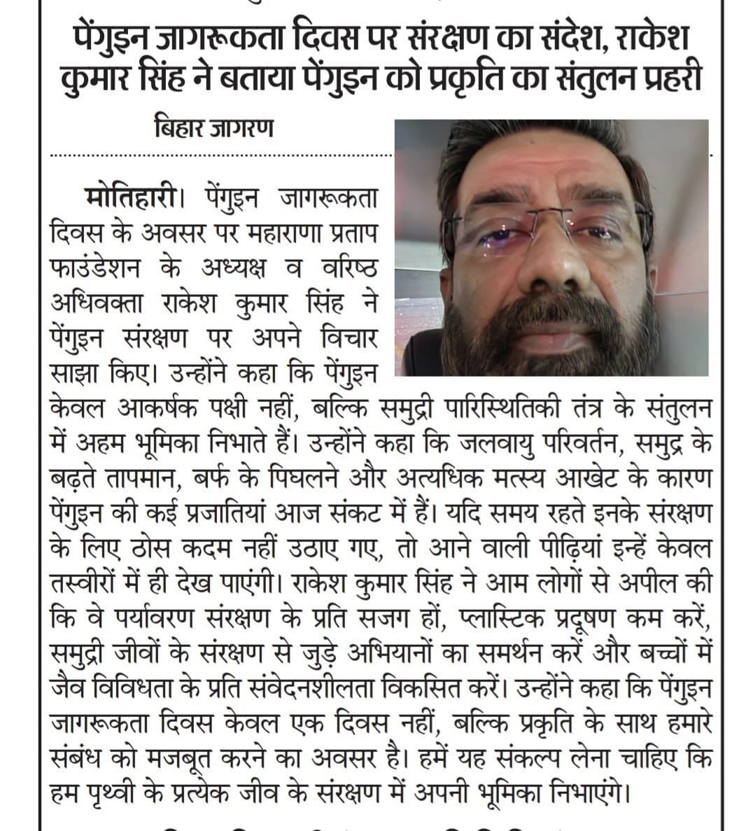 advocaterakesh9's tweet photo. पेंगुइन सिर्फ प्यारे पक्षी नहीं, बल्कि समुद्री संतुलन के रक्षक हैं।
जलवायु परिवर्तन और प्रदूषण से उनकी कई प्रजातियाँ खतरे में हैं।
अब संरक्षण ही समाधान है। 🌊🐧
#PenguinAwarenessDay #SavePenguins #ClimateAction https://t.co/nozJJ9yXlD