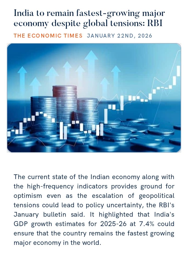 tapas_on's tweet photo. India to remain fastest-growing major economy despite global tensions: RBI 
https://t.co/L3T1aVclVy via NaMo App https://t.co/JcLE4Kumu1