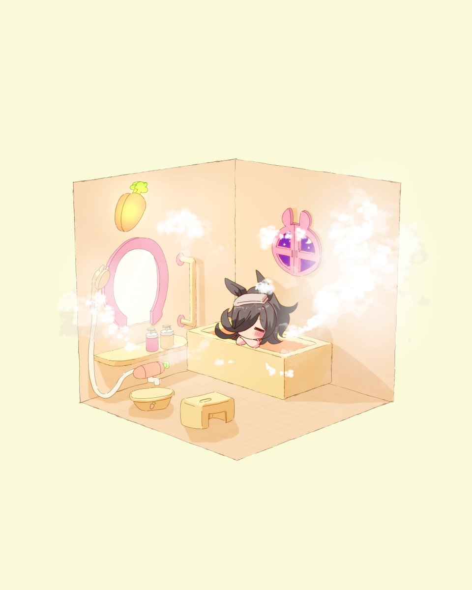 yunbotan's tweet image. ぽかぽかお風呂
＃ライスシャワー
#umamusume