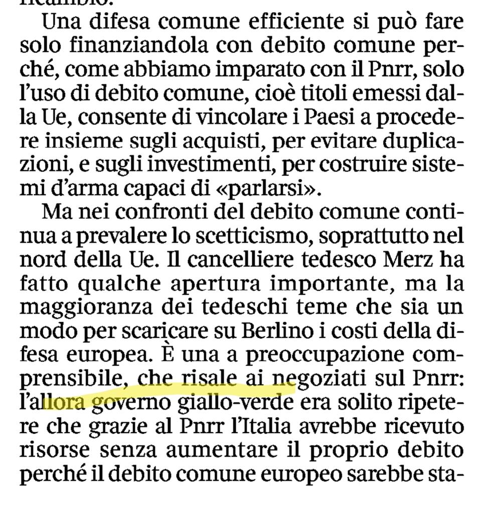 Editoriale di Giavazzi di oggi. Secondo lui era il governo GIALLOVERDE che contrattava il PNRR. Ma come si fa? 🤦‍♂️