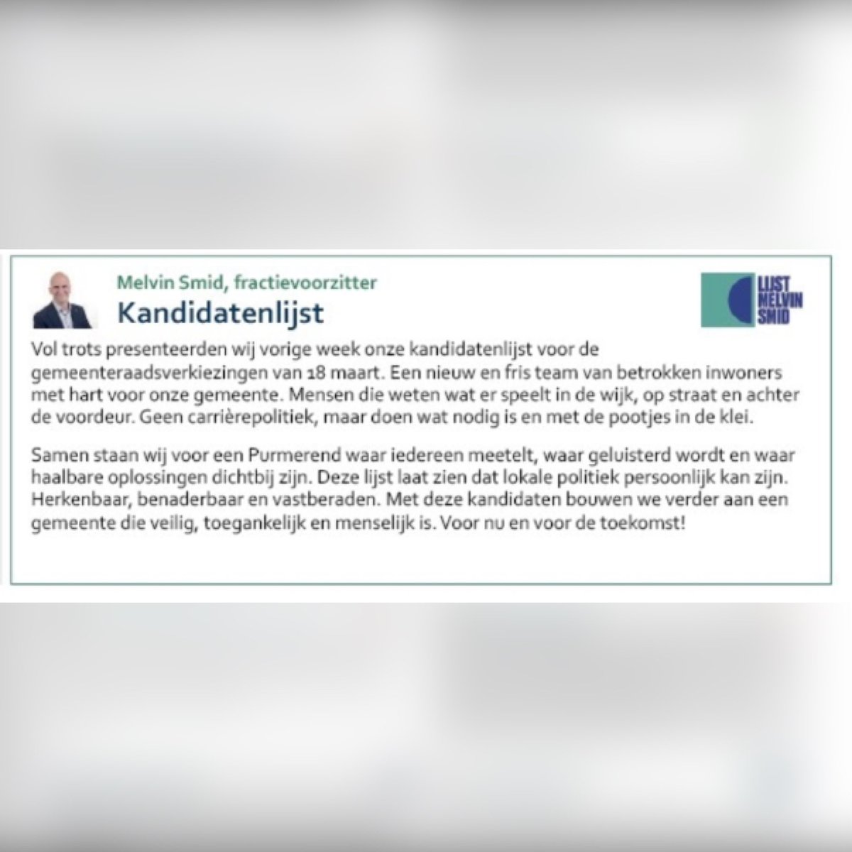 Reactie uit de fractie, januari 2026.