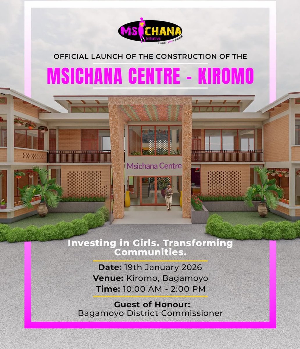 <a href="/MsichanaUwezo/">Msichana Initiative</a> wana ndoto nyingi ili kuhakikisha mtoto wa kike anaepitia changamoto za ukatili wa aina yoyote anatimiza ndoto zake mfano kupata Elimu na Ujuzi 

Taasisi hii imedhamiria kuboresha maisha ya wasichana wengi kupitia ujenzi wa #MsichanaCentre pale Kiromo Bagamoyo.