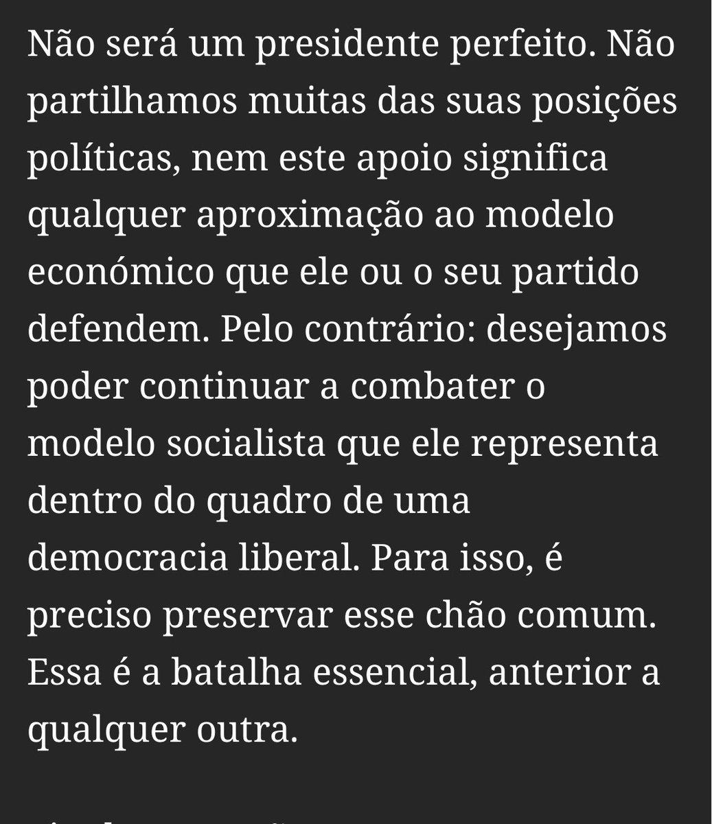speraltalisboa's tweet image. Este parágrafo do ⁦@cgpliberal⁩ (com Luís Amaral) no ⁦@observadorpt⁩ demonstra que há esperança de termos em Portugal partido *mesmo* liberal, muito útil ao debate democrático.

O Carlos faz falta. 

(AJS não representa “modelo socialista”, mas isso é secundário).