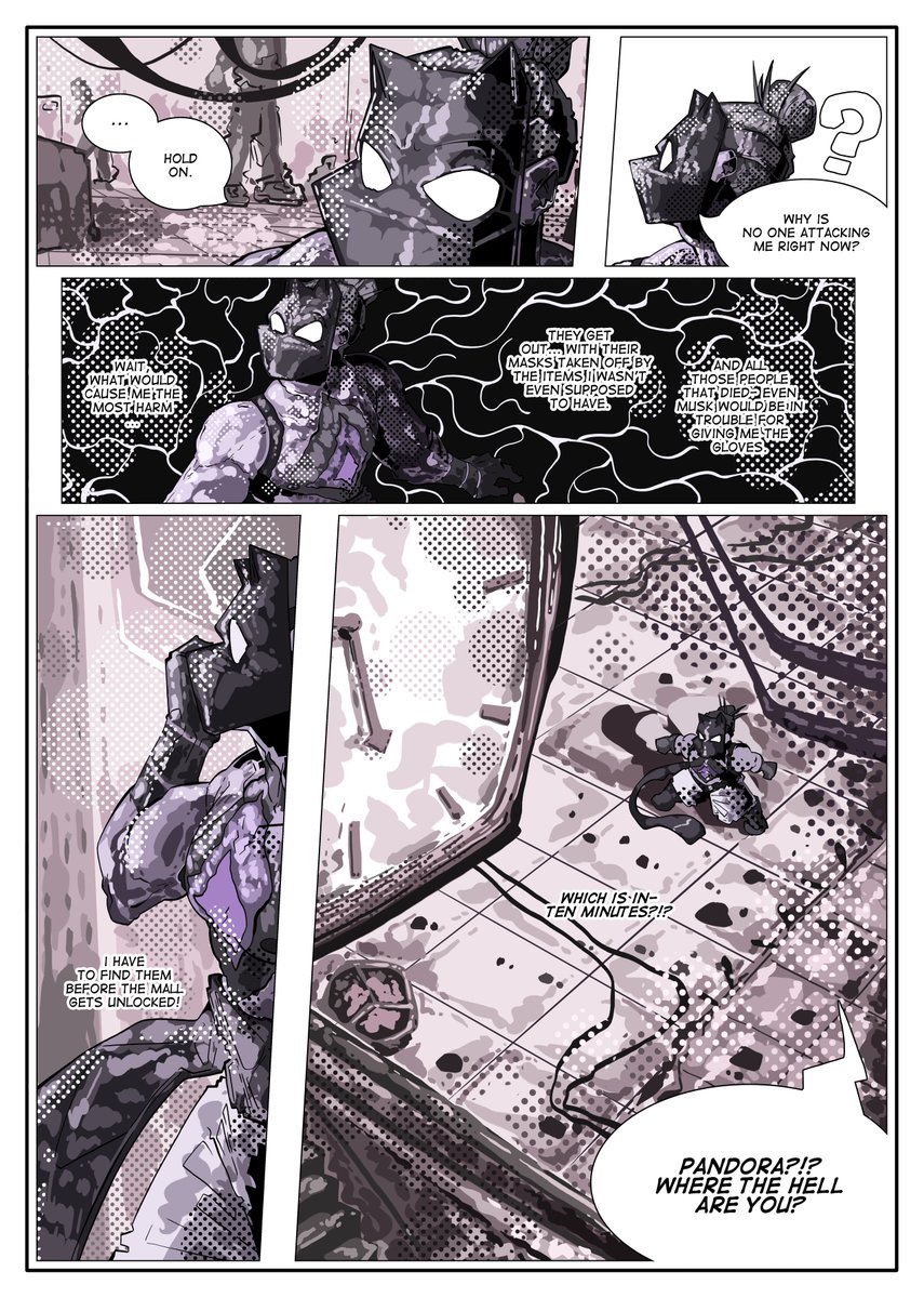 Day 145 of posting my comic here until <a href="/ImageComics/">Image Comics</a> distributes it ( Marvel Rivals caught me in its clutches again )
MASK ON!!! Ch. 29 Pg. 18-20
maskon-comics.com/read-mask-on