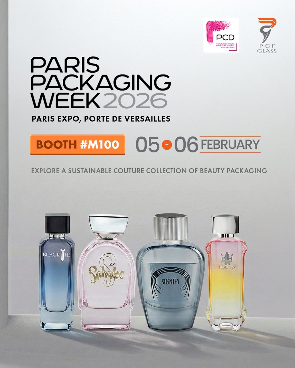 Step into a world of refined artistry at Paris Packaging Week 2026. Discover exquisitely crafted cosmetics and perfumery bottles at our booth, and explore an expansive C&amp;P packaging collection on 5th and 6th February.

#PGPGlass #ParisPackagingWeek #ParisPackagingWeek2026