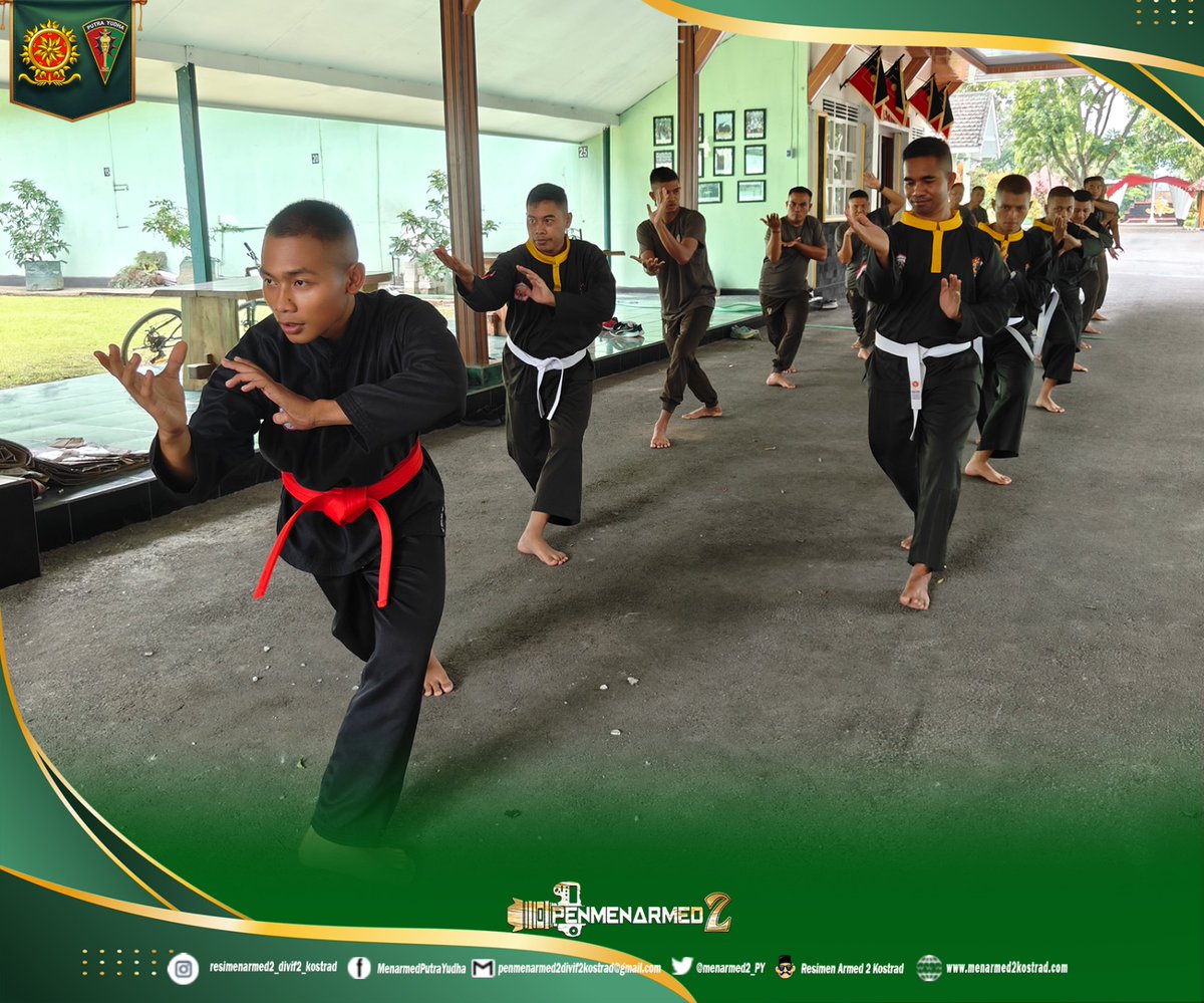 menarmed2_PY's tweet photo. Asah Kemampuan Bertarung Prajurit Menarmed 2 Kostrad Gelar Latihan Pencak Silat Militer (PSM)

Malang - Resimen Armed 2 Kostrad gelar latihan Pencak Silat Militer yang dilaksanakan oleh prajurit putra yudha di lorong sejarah Menarmed 2 Kostrad pada hari kamis. (22/01/2026) https://t.co/bNoMWzEncr