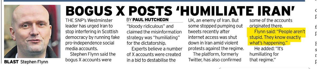 The real humiliation here isn’t Iran.

It’s the SNP — whose MPs and MSPs followed and reposted these fake accounts which they now admit were part of a hostile misinformation campaign.

Useful idiots or wilful ignorance?